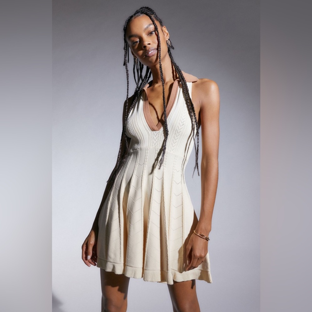 Urban Outfitters Blaire Pointelle Collared Mini Dress